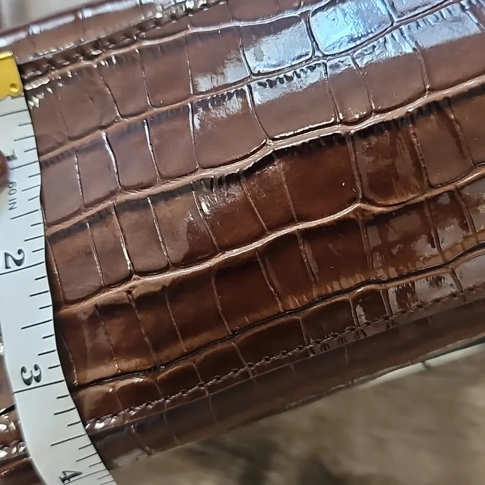 Guess Shiny Brown Croc-Embossed Shoulder Bag